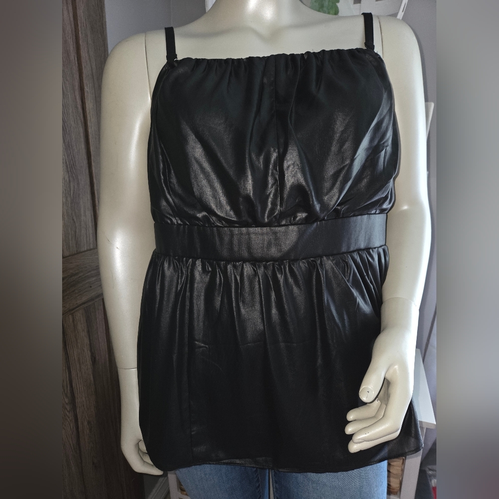 Lane Bryant Black Faux Leather Strap/strapless Top New Years Party